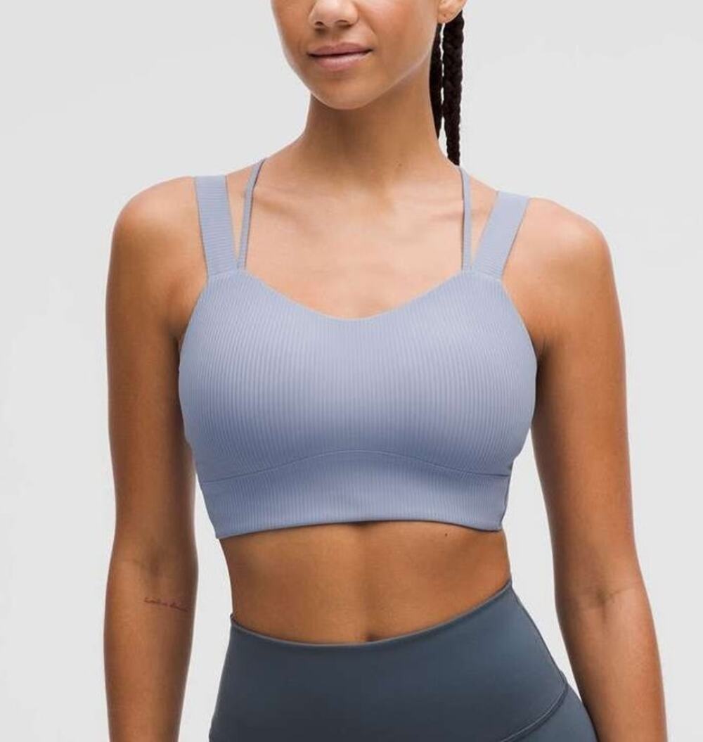 Lululemon Like a Cloud Ribbed Longline Sports Bra D/DD Cup Size 16 Willow Blue